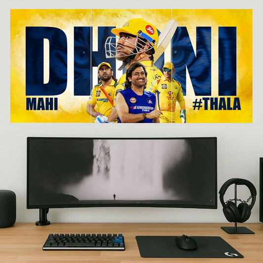 MS Dhoni Wall Poster Set (Pack of 3, A4 Size, 300 GSM)