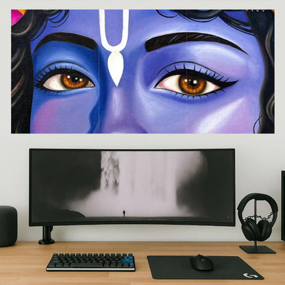 God Shree Krishna Cute Eyes Posters – Set of 3 | 300 GSM | Glossy Laminated | Premium Wall Decor