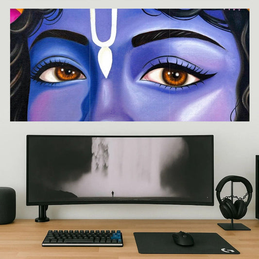 God Shree Krishna Cute Eyes Posters – Set of 3 | 300 GSM | Glossy Laminated | Premium Wall Decor