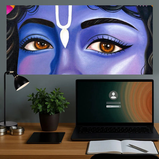 God Shree Krishna Cute Eyes Posters – Set of 3 | 300 GSM | Glossy Laminated | Premium Wall Decor