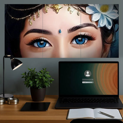 Radha Rani Cute Eyes Posters – Set of 3 | 300 GSM | Glossy Laminated | Premium Wall Decor