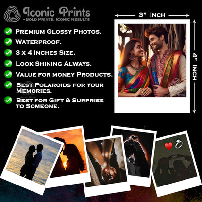 Personalized Gifts Polaroid Photo Prints Customized (Pack of 36) – 3x4 inch | Best Gift for Couples, Family & Friends